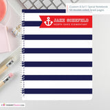 Nautical Stripe - Custom, Personalized, Spiral Notebook