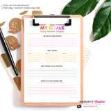 Goal Setting Worksheet Printable | Pink and Orange | New Year Goals Planner | Minimal Goal Planner | Instant Download PDF