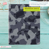 Black & Gray Camouflage - Custom, Personalized, Spiral Notebook