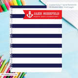Nautical Stripe - Custom, Personalized, Spiral Notebook