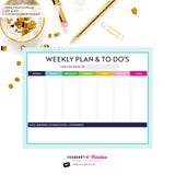 Weekly Planner and To Do List Notepad - Bright Color Blocks