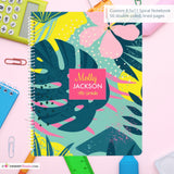 Modern Bright Floral Leaves - Custom Spiral Notebook
