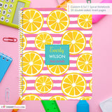 Pink Stripes and Lemon Slice - Custom, Personalized, Spiral Notebook