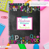 Girl's Chalkboard Alphabet - Custom, Personalized, Spiral Notebook