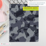 Black & Gray Camouflage - Custom, Personalized, Spiral Notebook