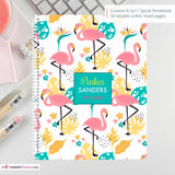 Fancy Flamingo - Custom, Personalized Spiral Notebook