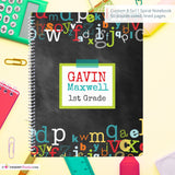 Boy's Chalkboard Alphabet - Custom, Personalized, Spiral Notebook