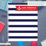 Nautical Stripe - Custom, Personalized, Spiral Notebook