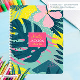 Modern Bright Floral Leaves - Custom Spiral Notebook