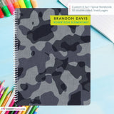 Black & Gray Camouflage - Custom, Personalized, Spiral Notebook