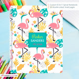 Fancy Flamingo - Custom, Personalized Spiral Notebook