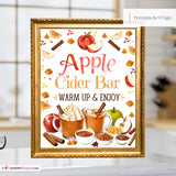 Apple Cider Bar Sign, Fall Drink Station Printable, Hot Apple Cider Bar, Autumn Party Sign, Thanksgiving Decor, Instant Download 8x10