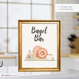 Bagel Bar Printable Sign, Kitchen, Breakfast, Breakfast Bar, Party Sign, Event Sign,  8x10 Instant Download, Digital File