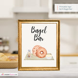 Bagel Bar Printable Sign, Kitchen, Breakfast, Breakfast Bar, Party Sign, Event Sign,  8x10 Instant Download, Digital File