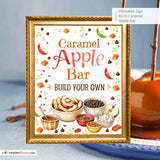 Caramel Apple Bar Sign, Fall Party Printable, Build Your Own Caramel Apple Station, Autumn Food Bar Sign, Instant Download 8x10