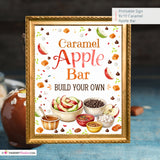 Caramel Apple Bar Sign, Fall Party Printable, Build Your Own Caramel Apple Station, Autumn Food Bar Sign, Instant Download 8x10