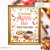 Caramel Apple Bar Sign, Fall Party Printable, Build Your Own Caramel Apple Station, Autumn Food Bar Sign, Instant Download 8x10