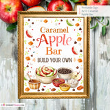 Caramel Apple Bar Sign, Fall Party Printable, Build Your Own Caramel Apple Station, Autumn Food Bar Sign, Instant Download 8x10