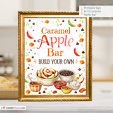 Caramel Apple Bar Sign, Fall Party Printable, Build Your Own Caramel Apple Station, Autumn Food Bar Sign, Instant Download 8x10