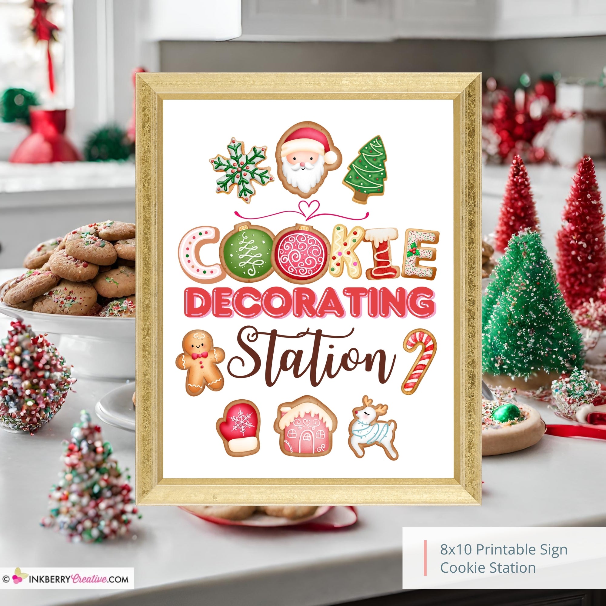 Christmas Cookie Decorating Station 8x10 Sign, JPEG, Instant Download, Digital File