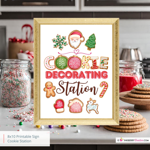 Christmas Cookie Decorating Station 8x10 Sign, JPEG, Instant Download, Digital File