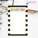 Personalized Parent Teacher School Notepad - Black and White Stripe