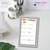 To Do List Notepad - Today's Plan - Premium Daily Planner Notepad - Black and White Rainbow Stripe