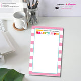 Personalized Parent Teacher School Notepad - Pink Stripe