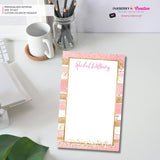 Personalized Notepad - Pink Gold Glitter Stripe - Customized with name, monogram, or colors