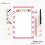 Personalized Parent Teacher School Notepad - Pink Stripe