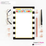 Personalized Parent Teacher School Notepad - Black and White Stripe