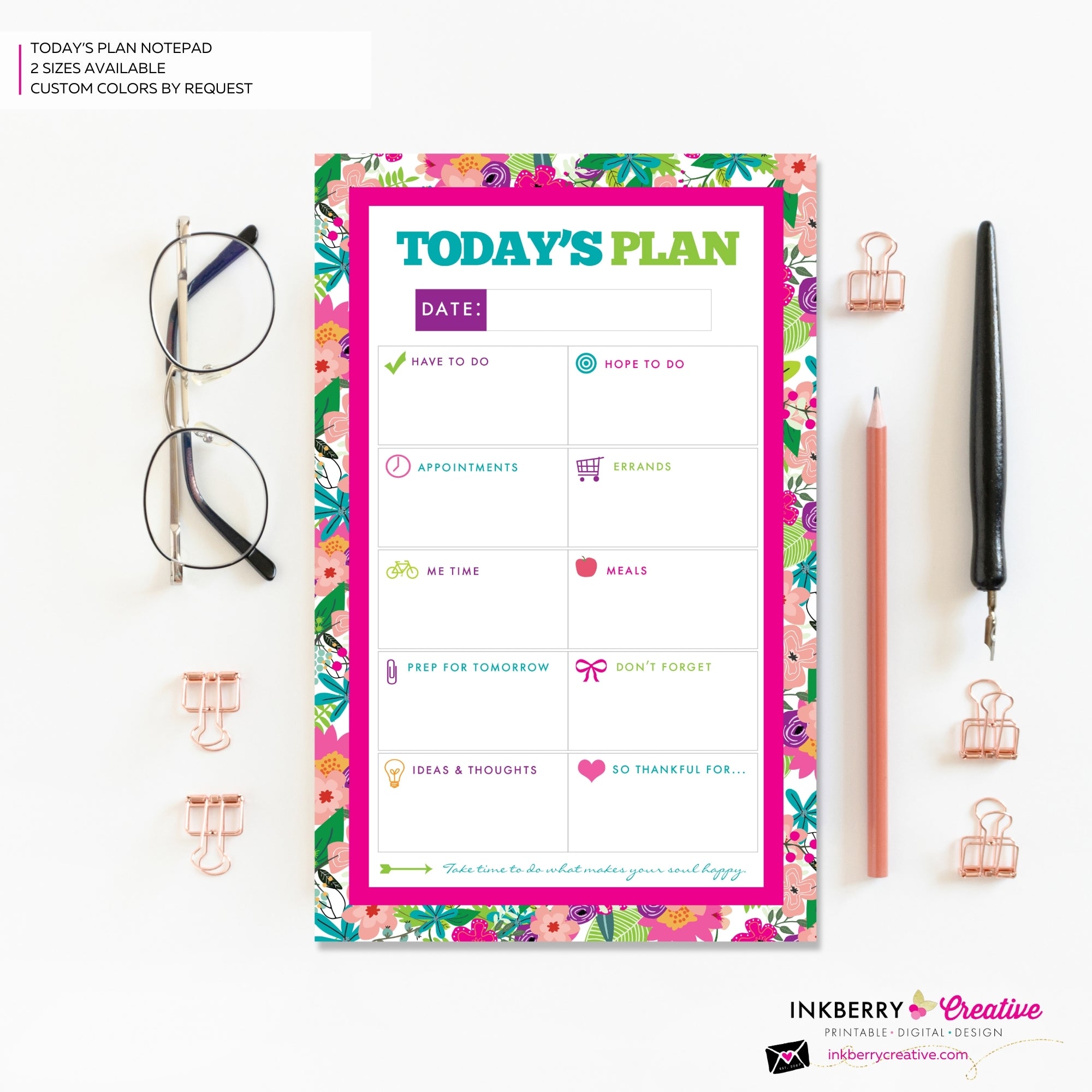 To Do List Notepad - Daily Planner Notepad - Summer Wildflower