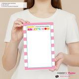 Personalized Parent Teacher School Notepad - Pink Stripe