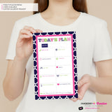 To Do List Notepad - Daily Planner Notepad - Preppy Patterns (Navy, Pink and Green)