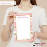 Personalized Notepad - Pink Gold Glitter Stripe - Customized with name, monogram, or colors