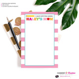 Personalized Parent Teacher School Notepad - Pink Stripe