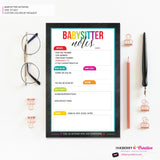 Babysitter Notepad - Color Tab Grid