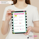 To Do List Notepad - Today's Plan - Daily Planner Notepad - Black and White Striped Floral