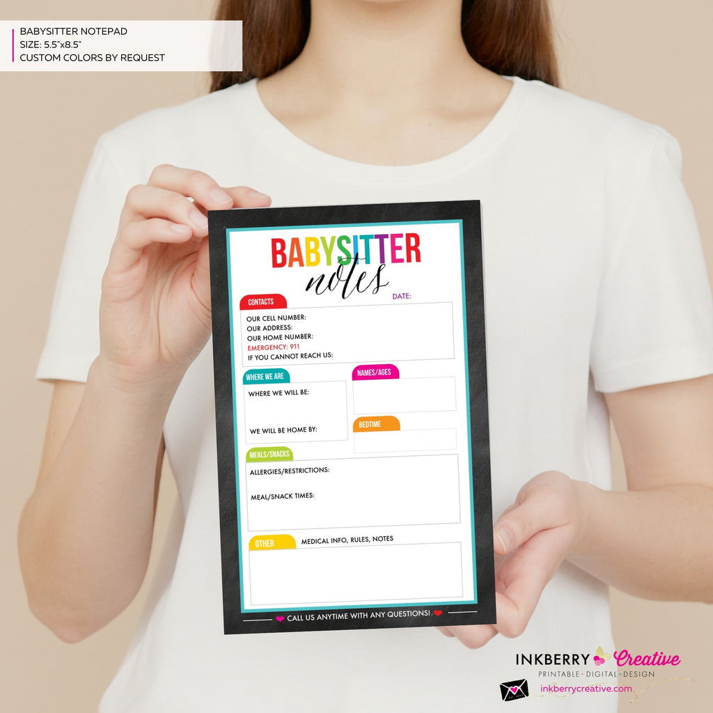 Babysitter Notepad - Color Tab Grid