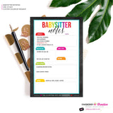 Babysitter Notepad - Color Tab Grid