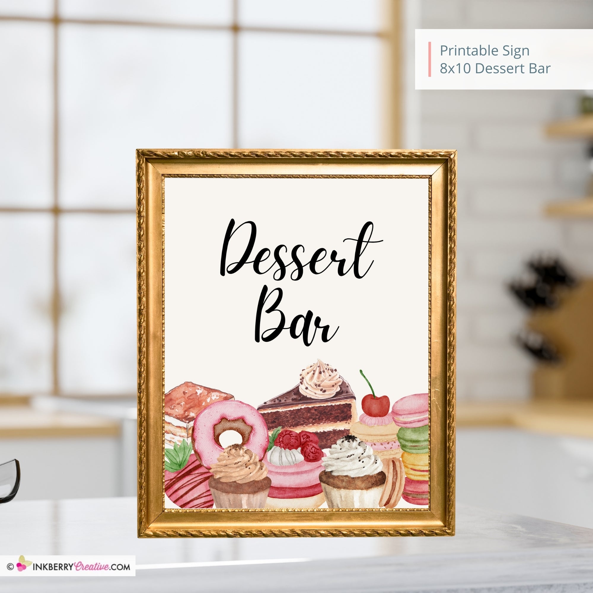 Dessert Bar Printable Sign, Wedding, Bridal, Baby Shower Birthday Party Dessert Bar Sign 8x10, PDF, Instant Download, Digital File