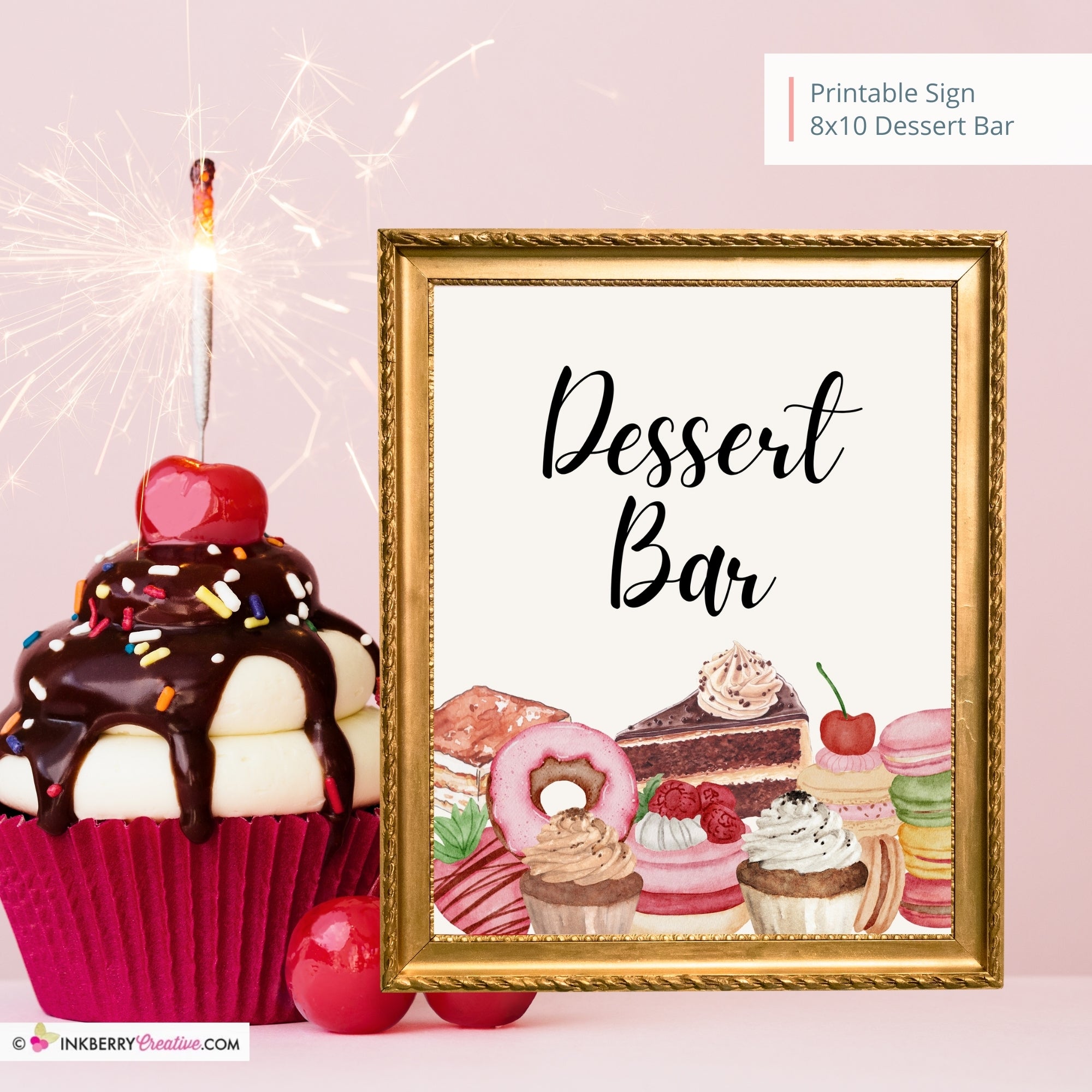 Dessert Bar Printable Sign, Wedding, Bridal, Baby Shower Birthday Party Dessert Bar Sign 8x10, PDF, Instant Download, Digital File