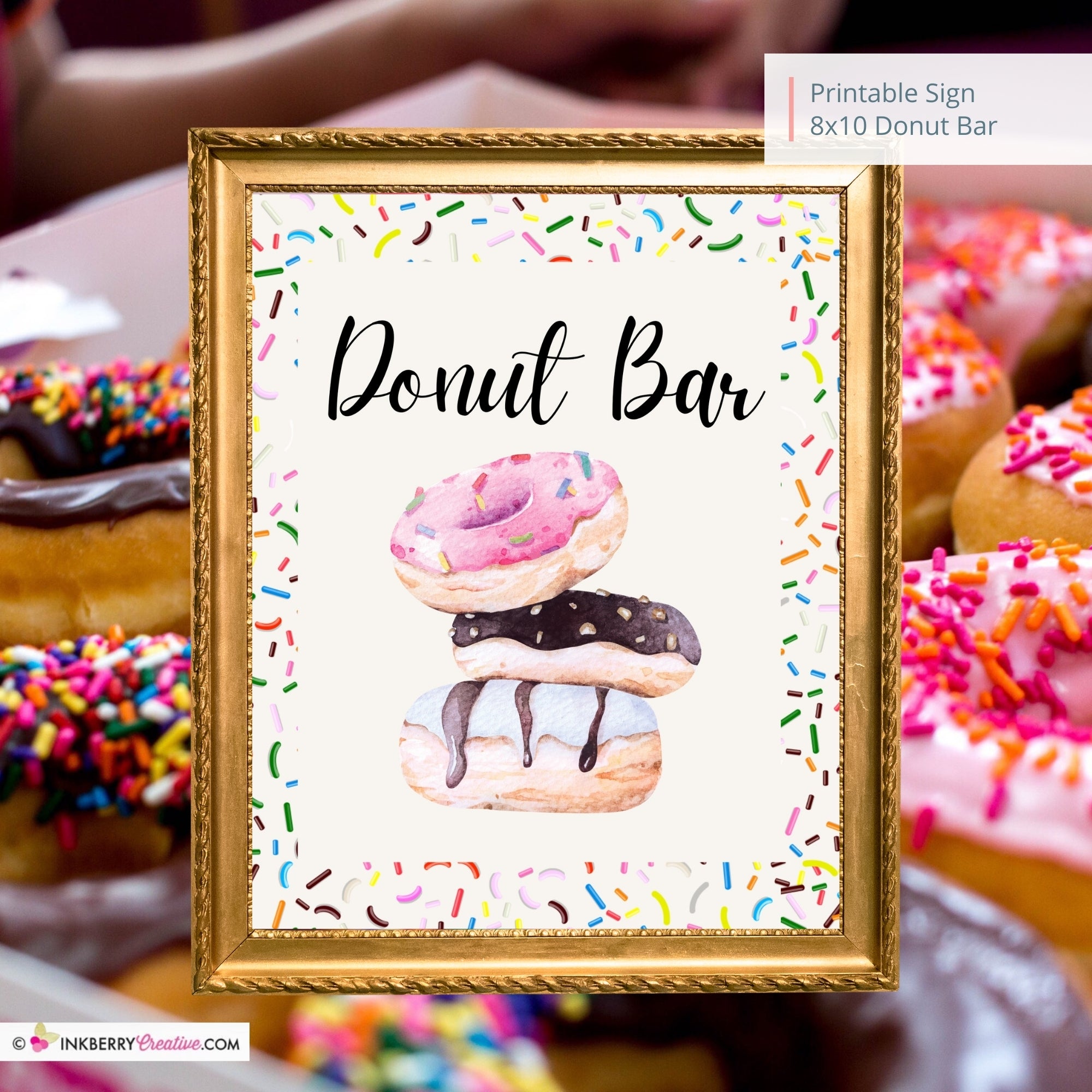 Donut Bar Printable Sign, Wedding, Bridal, Baby Shower Birthday Party Donut Bar Sign 8x10, PDF, Instant Download, Digital File