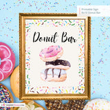 Donut Bar Printable Sign, Wedding, Bridal, Baby Shower Birthday Party Donut Bar Sign 8x10, PDF, Instant Download, Digital File