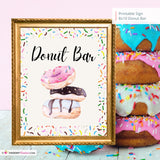Donut Bar Printable Sign, Wedding, Bridal, Baby Shower Birthday Party Donut Bar Sign 8x10, PDF, Instant Download, Digital File