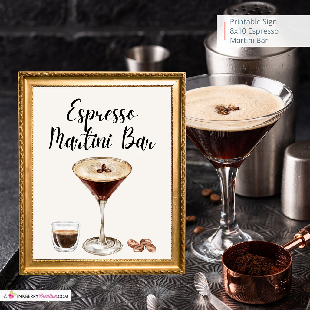 Espresso Martini Bar Printable Sign, Wedding, Bridal, Birthday Party Espresso Martini Bar Sign 8x10, PDF, Instant Download, Digital File