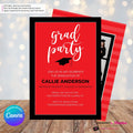 Grad Party Color Block Script - Custom Color Graduation Invitation or Announcement - Editable in Canva
