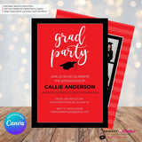 Grad Party Color Block Script - Custom Color Graduation Invitation or Announcement - Editable in Canva