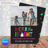Modern Merry and Bright Photo Christmas Card, Family Holiday Photo Card, Multi-photo, Email Christmas Card, Editable in Canva