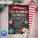 Christmas Painting Party Invitation - Chalkboard - Editable in Canva